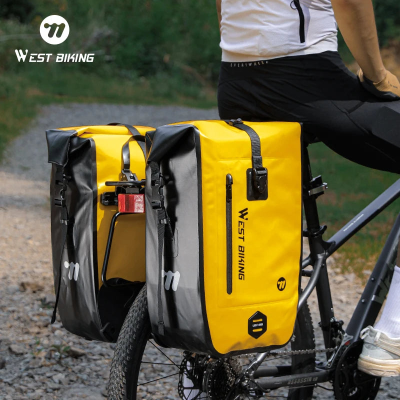 WESTBIKING 25L Large Capacity Bicycle Rear Rack Bag Shoulder Bag Waterproof Cycling Travel Bike Pannier Bag