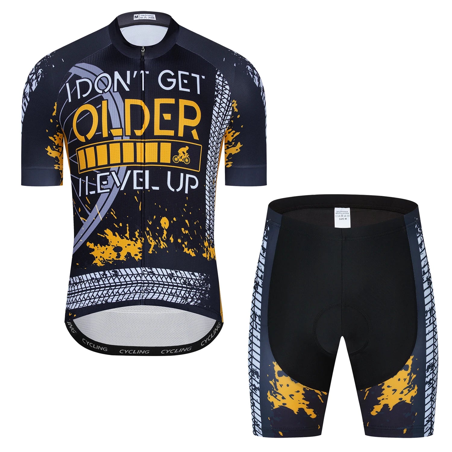 Summer Men's Cycling Jersey Set with Road Bike Shorts Sleeves Zipper Pocket & Padded Shorts Breathable Quick Dry Sportswear Kit