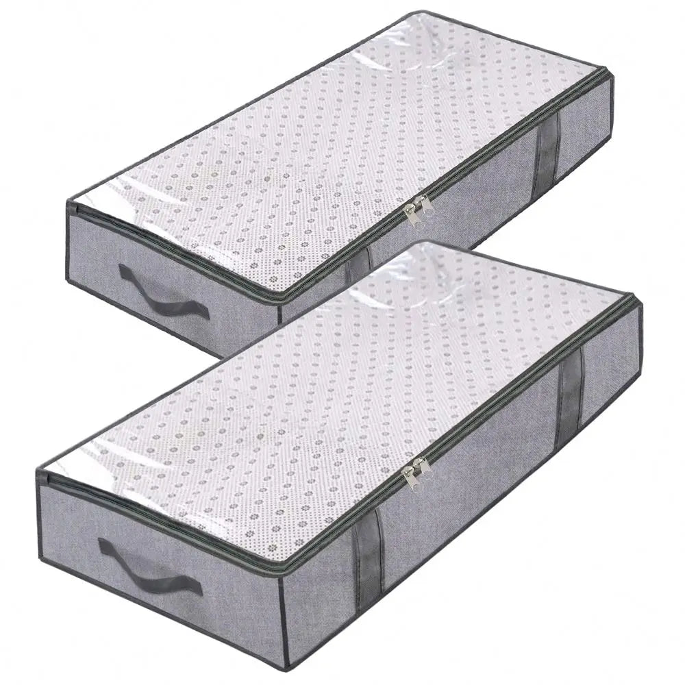 Underbed Storage Bags Large Clothes Storage Bags With Zips Thick Foldable Breathable Storage Under Bed With Clear Window