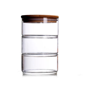 STOCK clear Borosilicate Glass Sealable Cylinder Kichen Storage Jar with Bamboo Lid