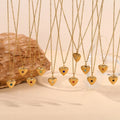 European American Simple Niche Design Heart-Shaped Zircon Box Necklace 18K Gold Plated Stainless Steel Link Chain