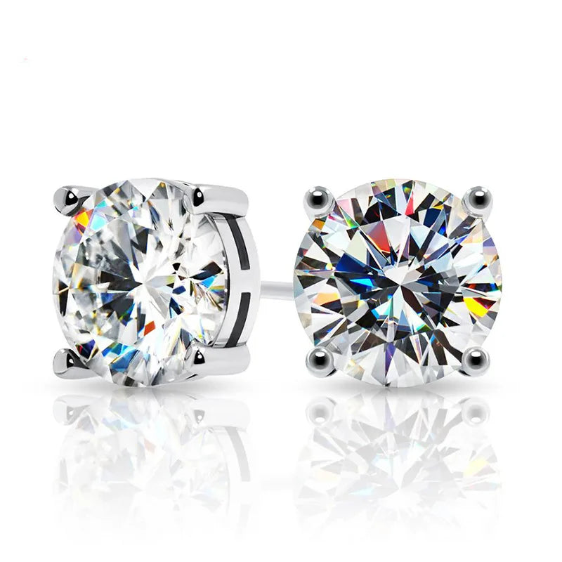 Cheap Classic Earrings Stud Moissanite Jewelry R.GEM. S925 0.5/1/2 Carat DF Color Round Brilliant Cut Diamond