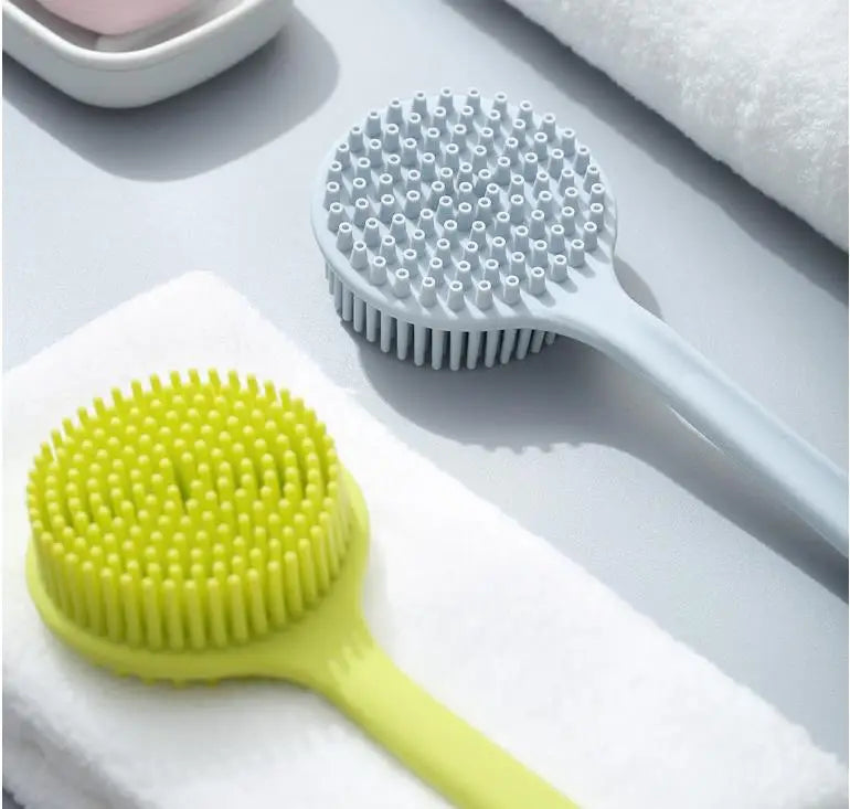 Multifunctional Silicone Brush Body Long Handle Double-Sided Bath Shower Brush Back Massage Exfoliation Wisp Body Scrub Brush
