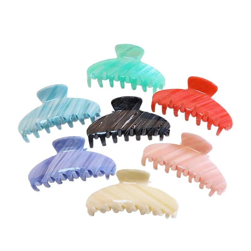 2022 New Fashion Stripe Hair Claw Clip 10.5cm Colorful Acetate Claw Clip Custom Logo Shark Clip Girls Hairpin Hair Accessories