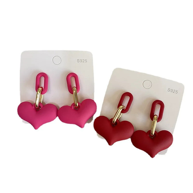 Hot Selling Korean Exaggerated Temperament Woman Peach Heart Winter Couple Friendship Jewelry Earrings