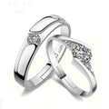2 Pcs/set Trendy Shining Cubic Zircon Diamond Wedding Ring Engagement Ring Open Adjustable Couple Rings Valentine's Day Gift