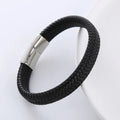 Mens Bracelets Luxury Jewelry Real Braided Leather Hand Bracelet with Stainless Steel Magnetic Clasp