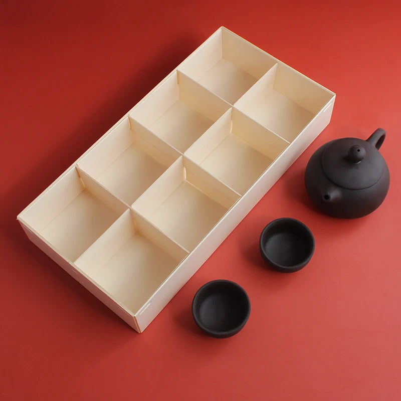 Biodegradable Wooden Food Grade Dessert Pastry Box with Dividers for Cake Muffin Mini Bun Chocolate Sushi Sugar Take Out Lid