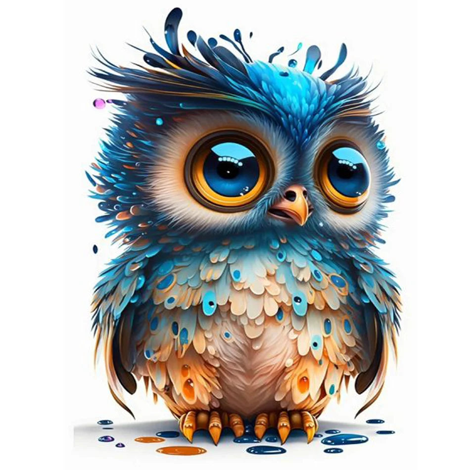 Adults Starter Kits-Cute Owl Animals DIY Painting by Numbers Classic Style Wall Art Picture for Home Decoration
