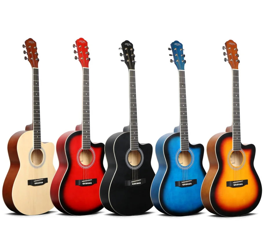 Caravan Music HS-3911 Linden Body High Glossy Acoustic Guitar for Beginners-Multiple Colors