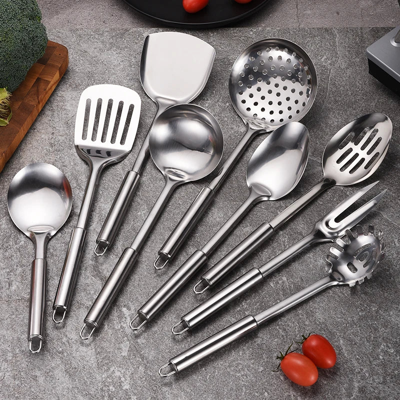Disposable Stainless Steel Kitchen Utensil Set Perfect Gift Spatula Fork Spoon Ladle for Home Use and Hotels