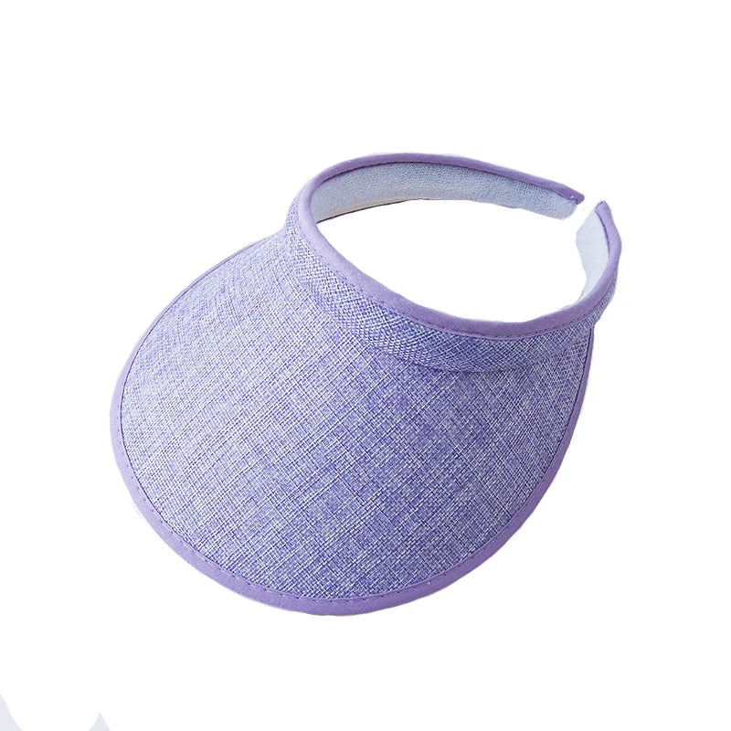 Female Summer Traveling Beach Hat Outdoor Wide Brim Sunproof Straw Hat Custom logo Ramie Cotton Visor Hat