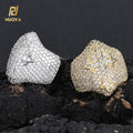 NUOYA New Design Iced Out Men Rings Hip Hop Jewelry Fully Iced Out Diamonds Silver Religious Cross Ring for Gift