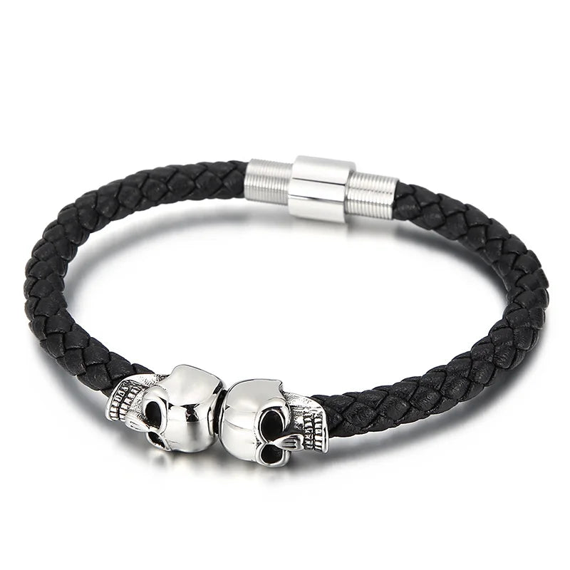 KALEN 210mm Mens Punk Stainless Steel Silver/black/Gold Skull Bracelets & Bangles