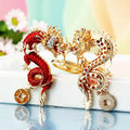 Chinese Style Zodiac Dragon Car Key Chain Metal Women's Bag Pendant Key Chain Ring Creative Diamond-encrusted Gift