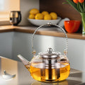 1000ml High Borosilicate Heat Resistant Transparent Glass Teapot with Removable Stainless Steel Infuser