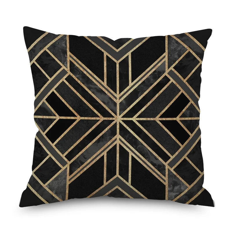 45*45cm Nordic Marble Geometric Printed Cushion Cover Polyester Throw Pillow Cases for Sofa Car Black Home Decorative Pillowcase