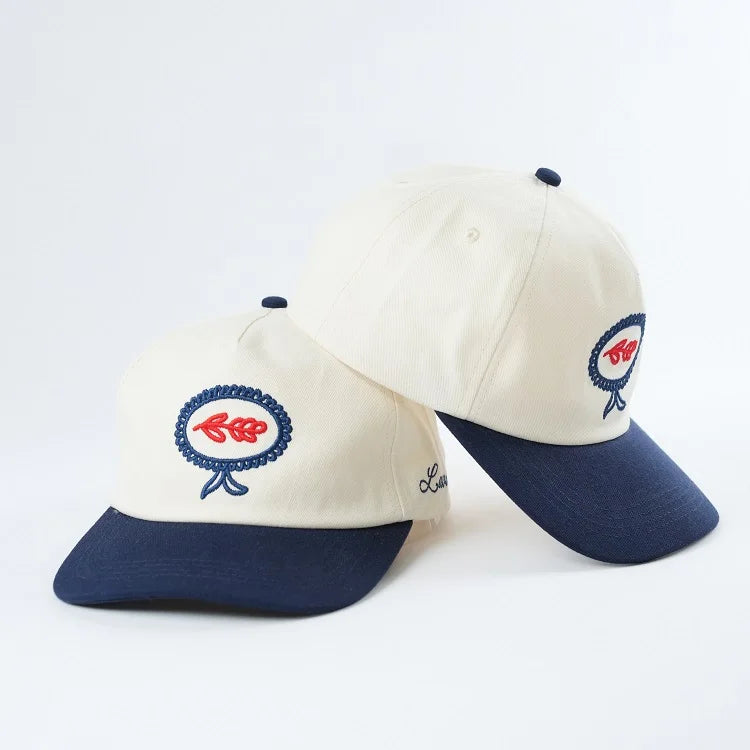 Custom Two-Tone Unstructured 5-Panels Snapback Cap Fashionable Sporty Caps Cotton Hat With Little Curved Brim