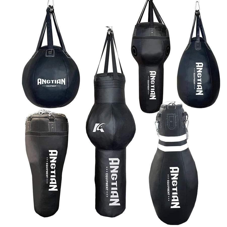 ANGTIAN China Unfilled Leather Heavy Boxing Bag Empty Boxing Bags Muay Thai Punching Bag for Training MMA