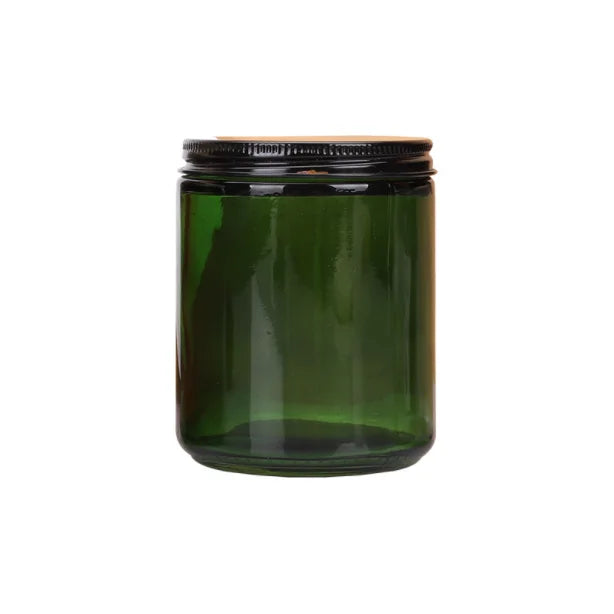 100ml 250ml 500ml Matte Black Green Clear Amber Custom Label Empty Green Glass Candle Jars With Metal Lids