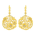 18K Gold Plated Round Filigree Floral Hooks Earrings With Zircon Womens Designer Earring Custom 925 Sterling Silver Fine Jewelry