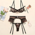2022 Hot Transparent Sleepwear Mature Women Underwear Sexy Lingerie Set Lace 3 Piece Erotic Lingeries Bra Panties Sets