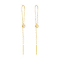 NEW Fashion Jewelry 925 Sterling Silver Long Tassel Chain Round Small Zircon Gold Plated Stud Earring Jewelry for Women