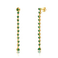 Daidan Luxury Earrings Women Green Stone Tassel Earrings Statement Black Zirconia Sterling Silver Earrings