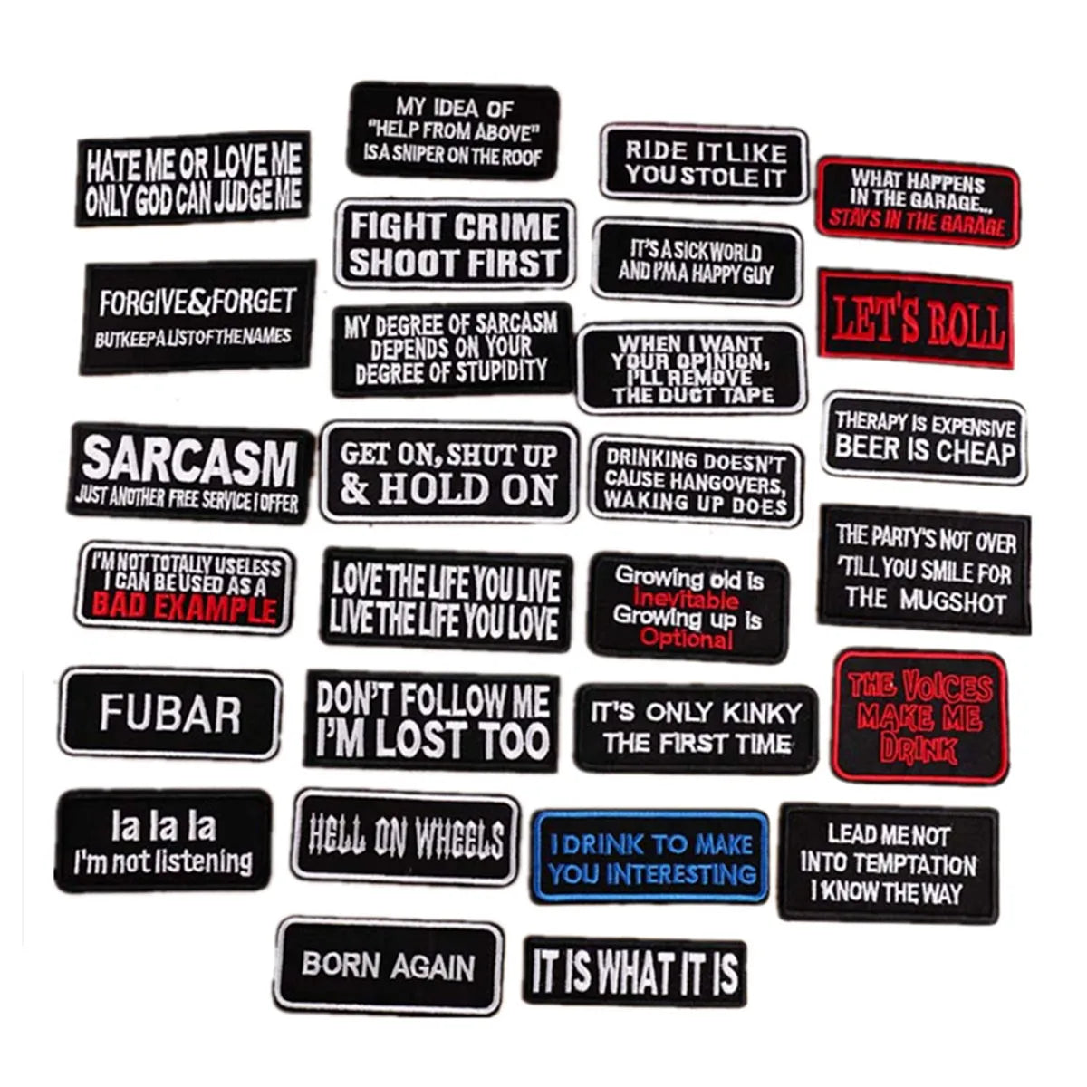 Words Slogan Badge Embroidered Iron on Patches Fabric Sticker DIY Clothes Bag Sewing Patches