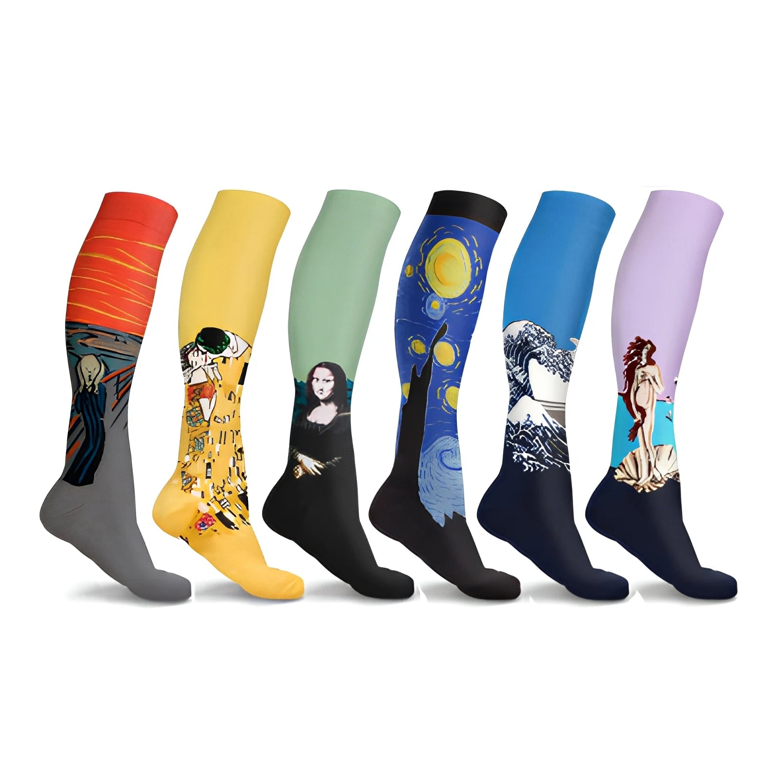 Professional Compression Funny Famous Art Culture Novelty Socks Breathable Cotton Socks Chaussettes for Men Bottom for Spring
