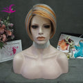 Celebrity Cheap Pixie Cut Synthetic wigs Ombre Color High Temperature Popular 6inch Short Bob Fiber Synthetic Wigs Supplier
