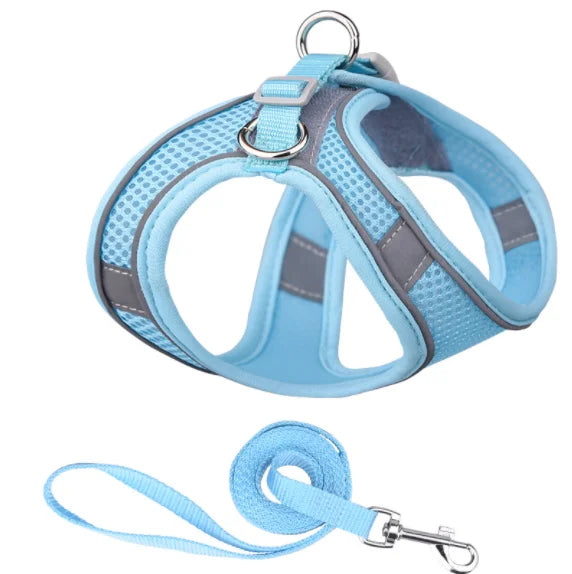OKEYPETS Wholesale Dog Leash Set Reflective Adjustable Soft Step-In Air Mesh Pet Dog Body Harness and Leash Set