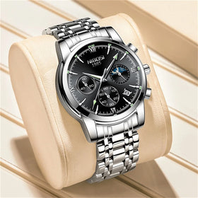 Custom Luxury Stainless Steel Band Business Waterproof Luminous Automatic Watches Men's Calendar Quartz Wrist Watch for Men