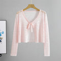 Fashion Hollow Thin Sunscreen Sweater Women's Summer 2025 New Chic Short Long Sleeve Loose Cardigan Top