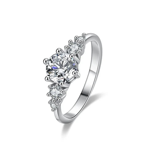 GRA  Diamond Moissanite Wholesale Premium Round Diamond Ring 925 Sterling Silver for Women Wedding Fashion Jewelry Gifts