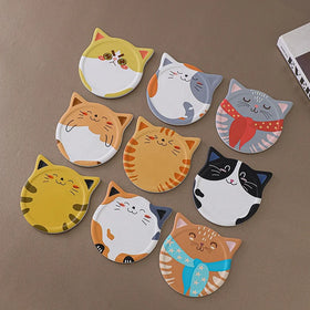 Custom 3D Ceramic Pet Animal Coaster Set with Cork Absorbent UV Print Cat Coasters for Drink Blank Mats & Pads Holder