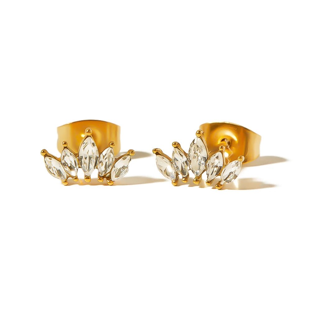 Tarnish Free Jewelry Dainty White Row Cubic Zircon Tiny Diamond Paved Stud Earrings for Girls