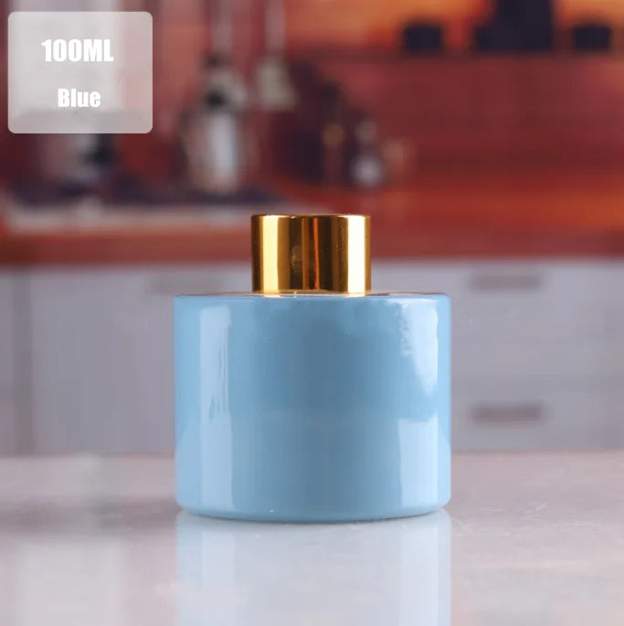 Stock Reed Diffuser Empty Refillable Jar Cosmetic Packaging 100ml 3oz Round air Odour Perfume Glass Storage Bottle