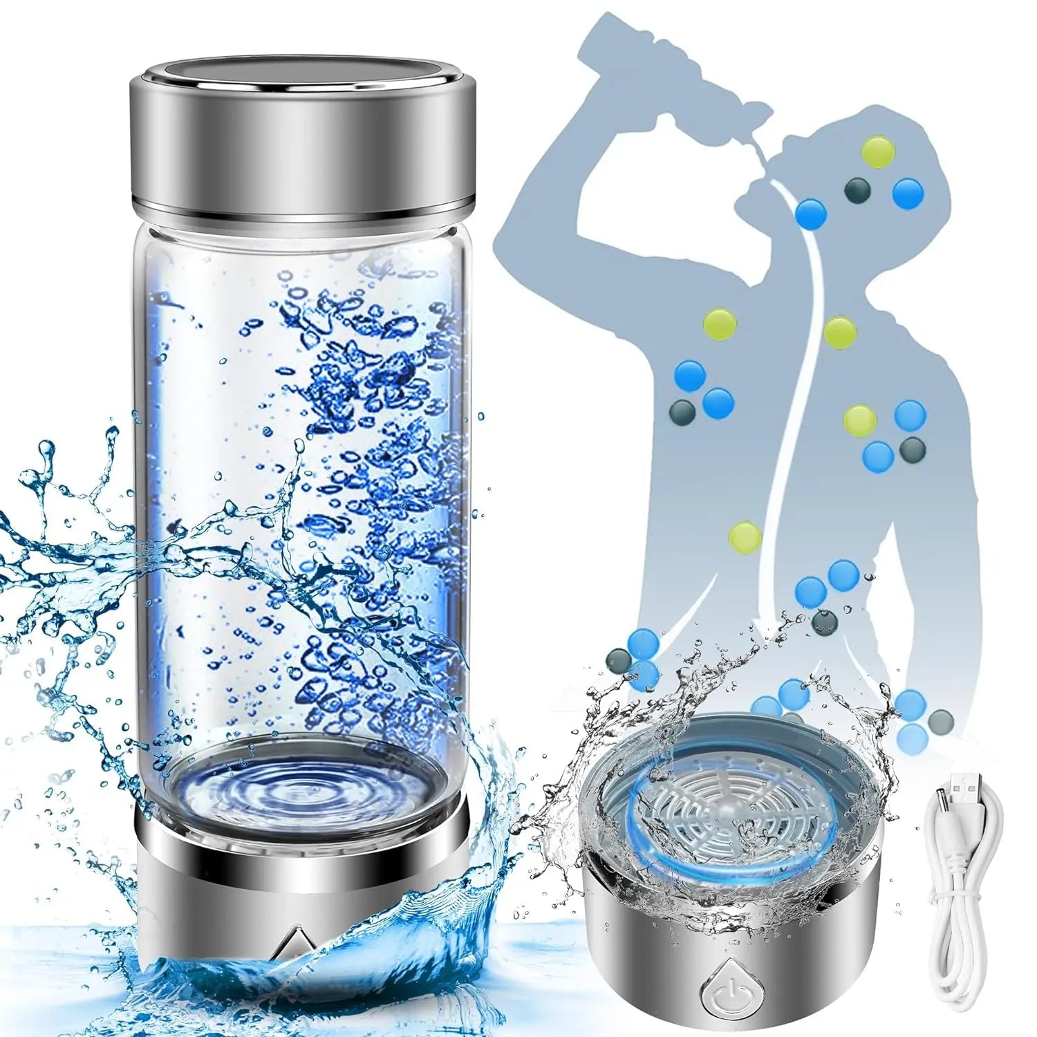 Hydrogen Water Bottle 420ml Portable Hydrogen Water Ionizer Machine Portable USB Charging Bottle ForTravelling