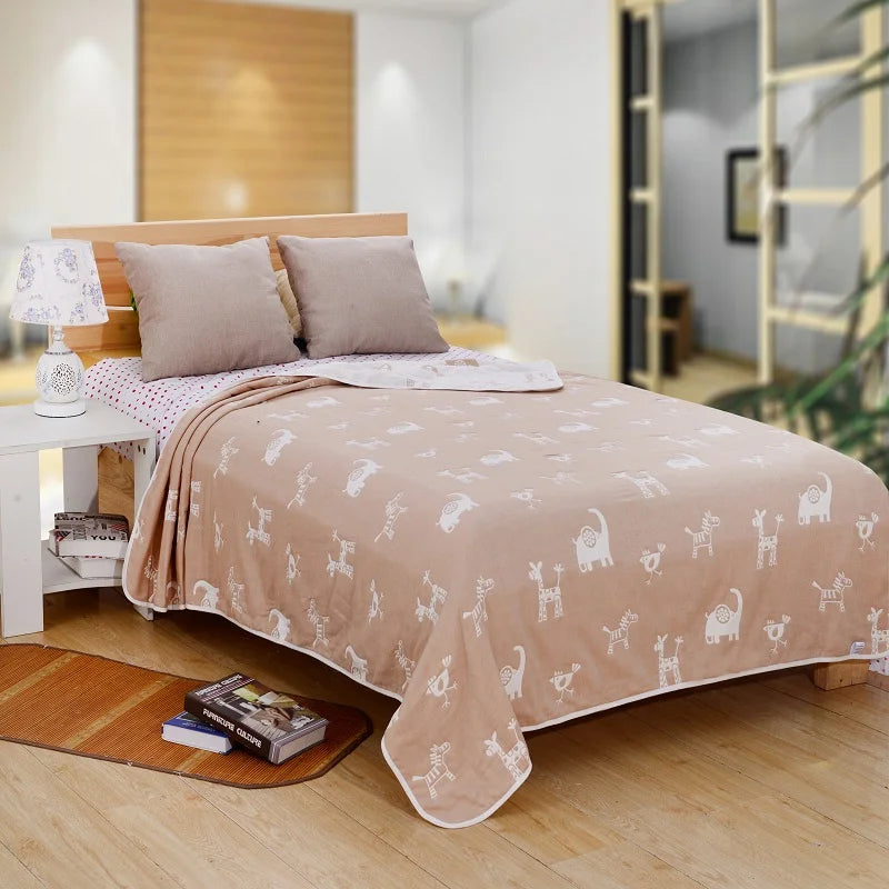 Factory Direct Sales Cartoon Summer Six-layer Gauze Cotton Summer Cool Quilt Towel Blanket Sleeping Bedding