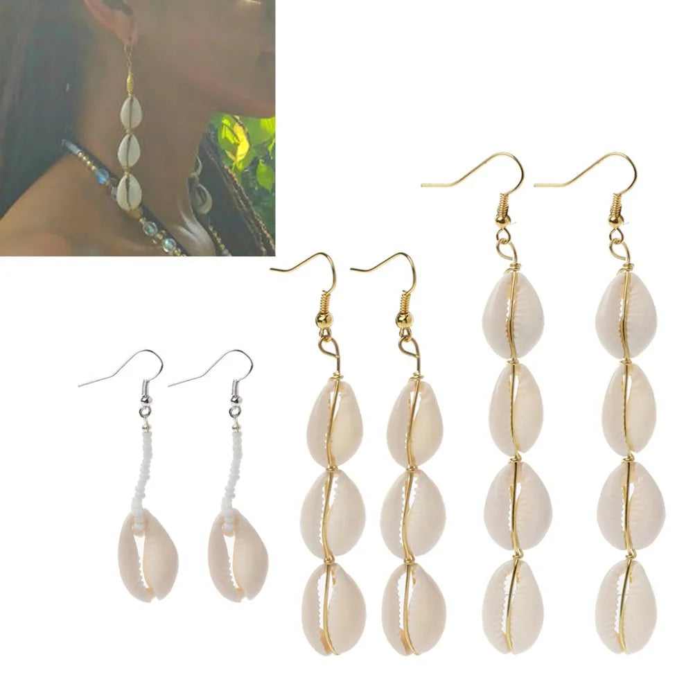 New Trendy Women Fashion Summer Dangle Conch SEA Cowrie Shell Hook Drop Jewelry Earrings