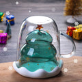 250ML Double Wall Glass Coffee Cup Merry Christmas Gifts Borosilicate Glass Tea & Coffee Cups Shaped Like a Christmas Tree