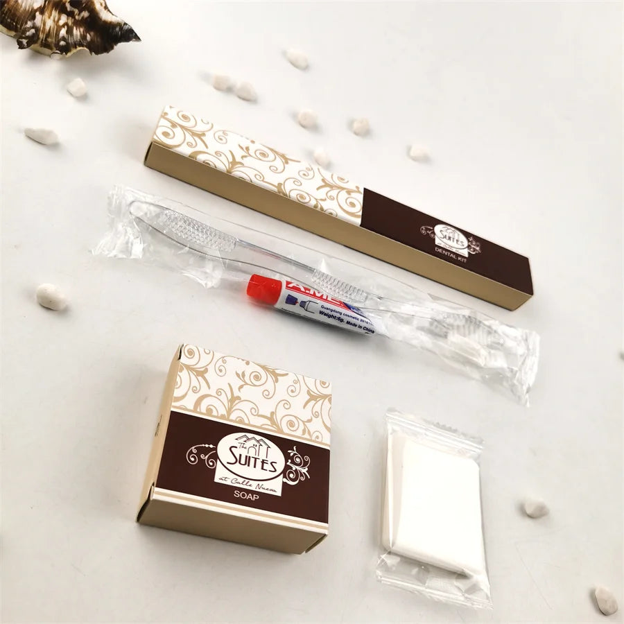 One-stop Hotel Supplies Custom Box Packaging Free Design Disposable Toothbrush Comb Hotel Aminities Set