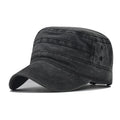 Flat Top Washed Cotton Cadet Cap Adjustable Vintage Baseball Hat Custom Embroidery Tactical Outdoor Patrol Headwear