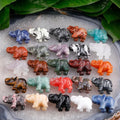 Natural Stone Crystal Hand Animals Carved Healing Stone Rose Quartz Lapis Elephant Statue Crystal Religious Statues Stone Decor