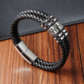 Double Layer Charm Adjustable Black Leather Bracelet Fashion Personalized Jewelry Bangles With Magnetic Clasp