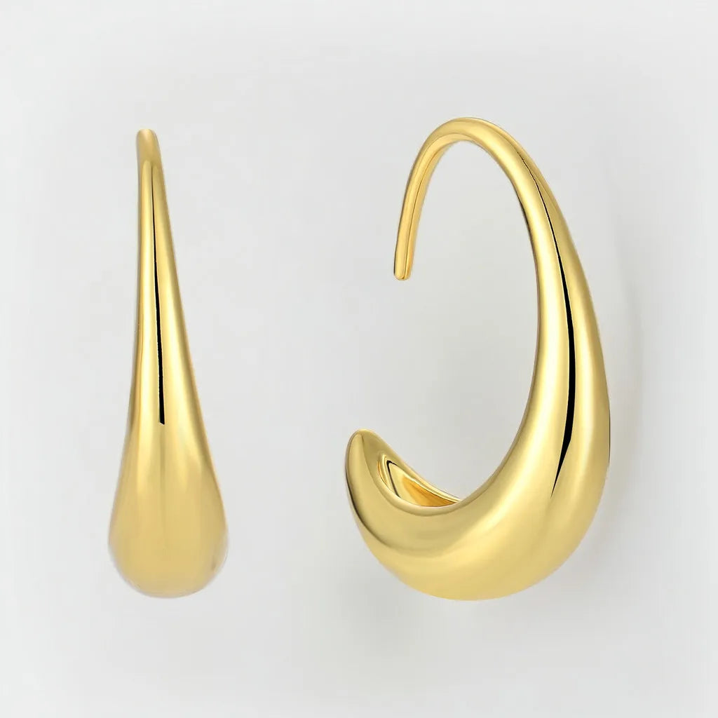 QX Custom OEM Minimalist Dainty 925 Sterling Silver Vintage Fine Jewelry 18k Gold Plated CC Waterdrop Earings for Women Luxury