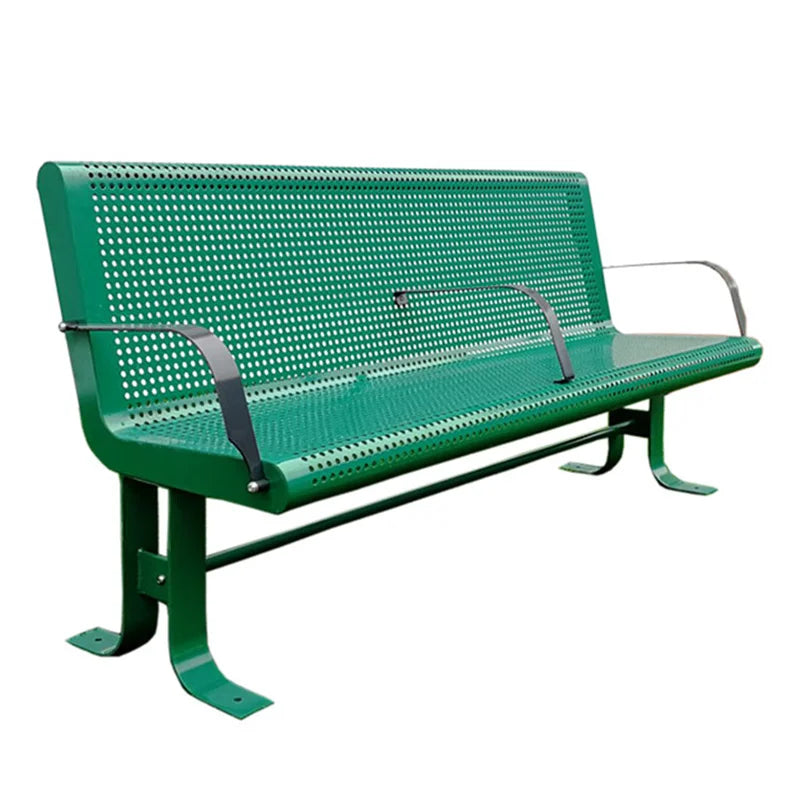 Outdoor Furniture Vintage Metal Armrest Bench Public Park Unique Steel Bench Seating Outside Garden Patio Seat Bench with Back