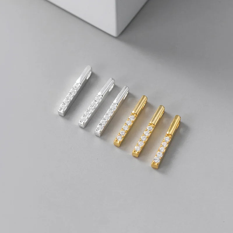 Sterling Silver Bar Pave White Zircon Charm 925 Silver Charms Wholesale for Bridesmaid Gift Party