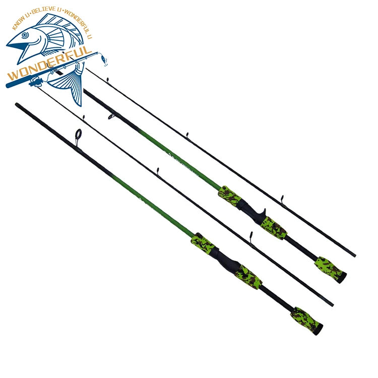 1.8m Green Camouflage Glass Fibre Spinning Casting Medium Action Sea Fishing Rod
